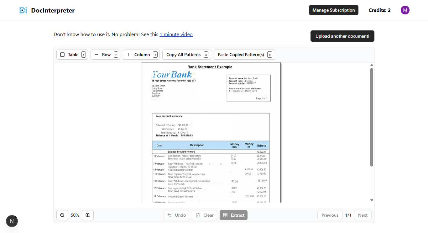 Draw the layout of the table - DocInterpreter